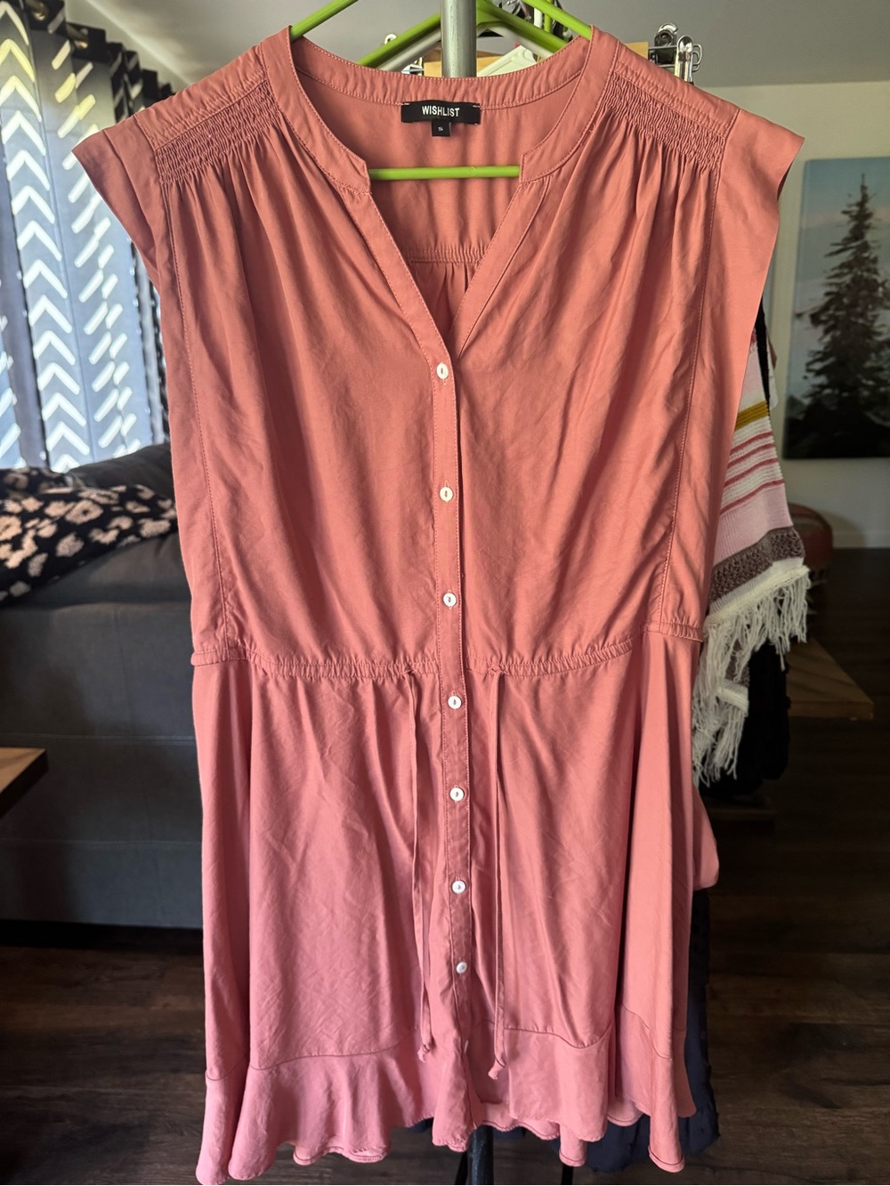 Wishlist Coral Pink Sleeveless Button-Front Dress with Ties